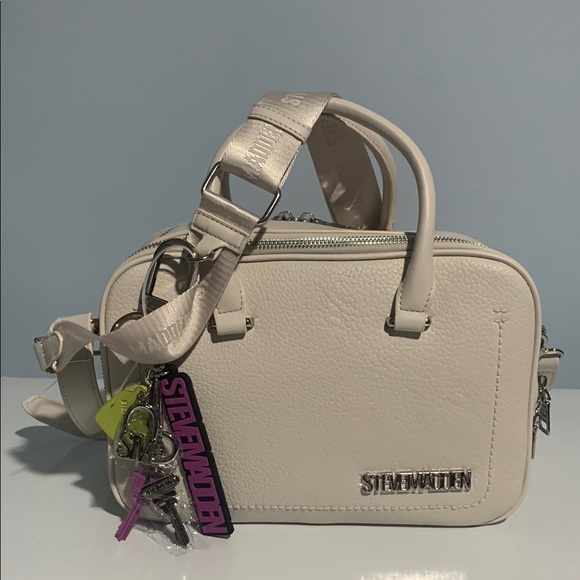Steve Madden Handbags - Steve Madden Chalk Satchel with Silver Hardware, bag charm and 2 strap options